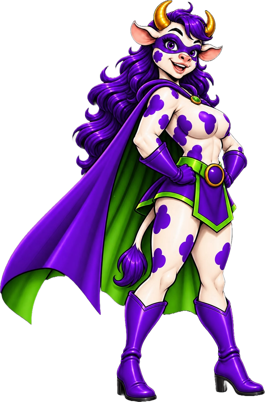 Mascote COW.MARKET — pose hero